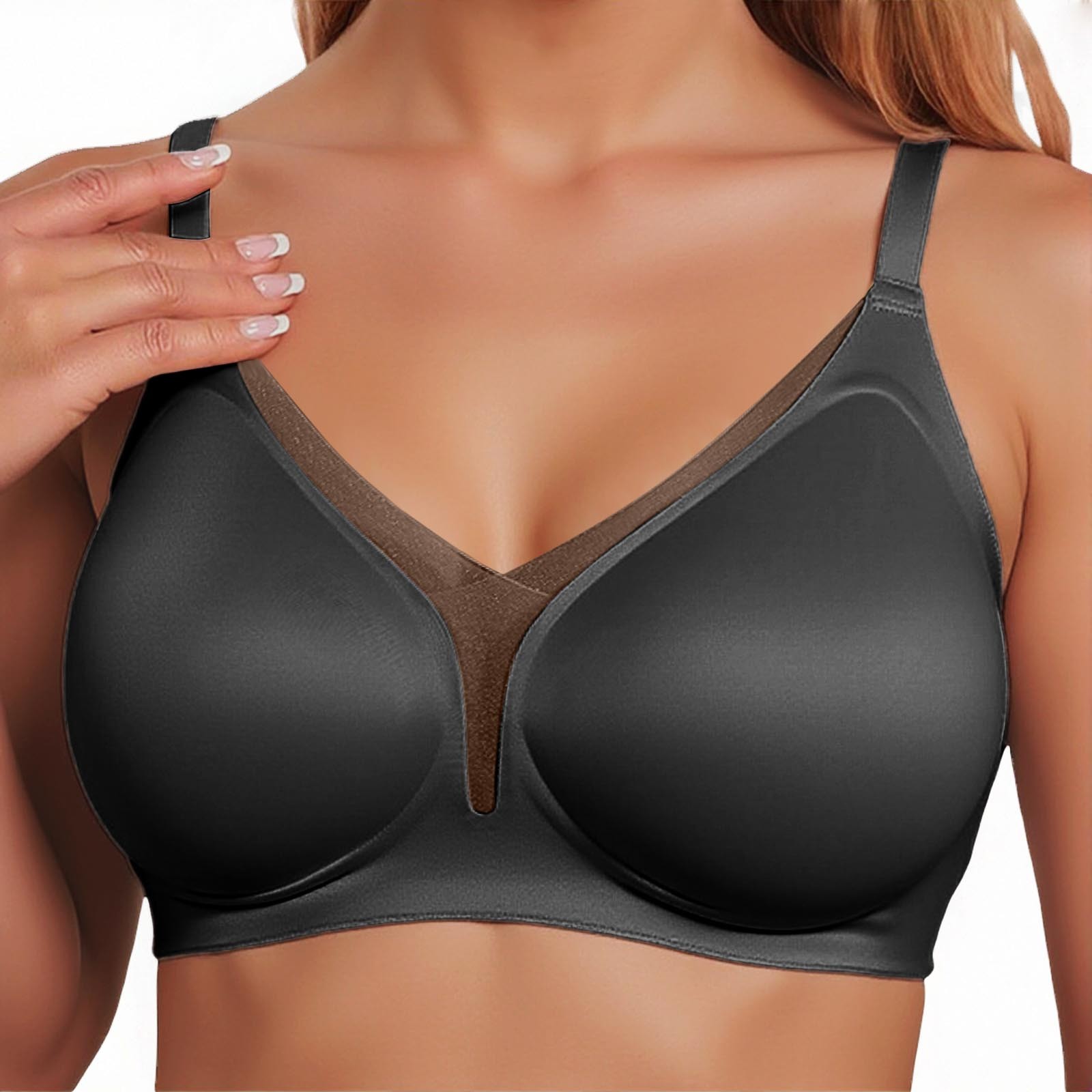 thumbnail image 2 of Sujetador push up para mujer: sin aros, sujeción suave, tejido satinado, realza ligeramente el pecho, 2 of 4